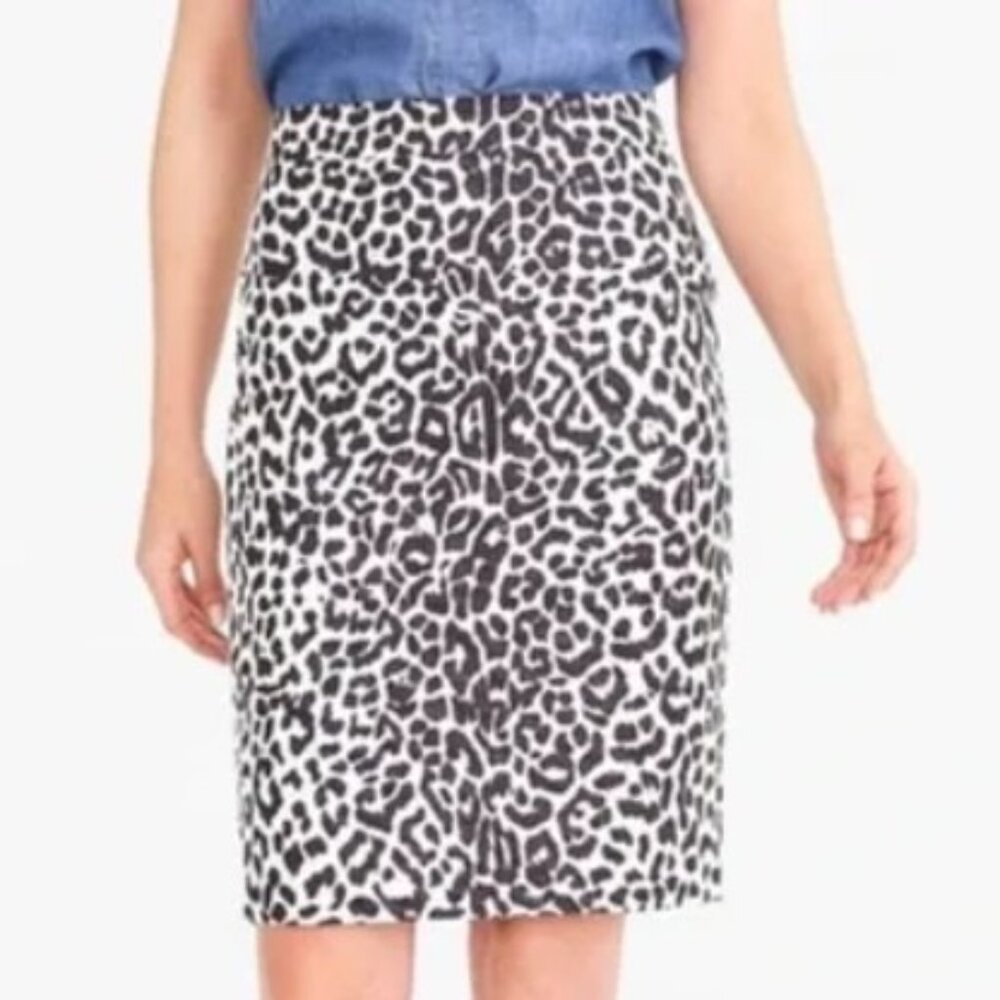 J Crew Basketweave Leopard Print Pencil Skirt